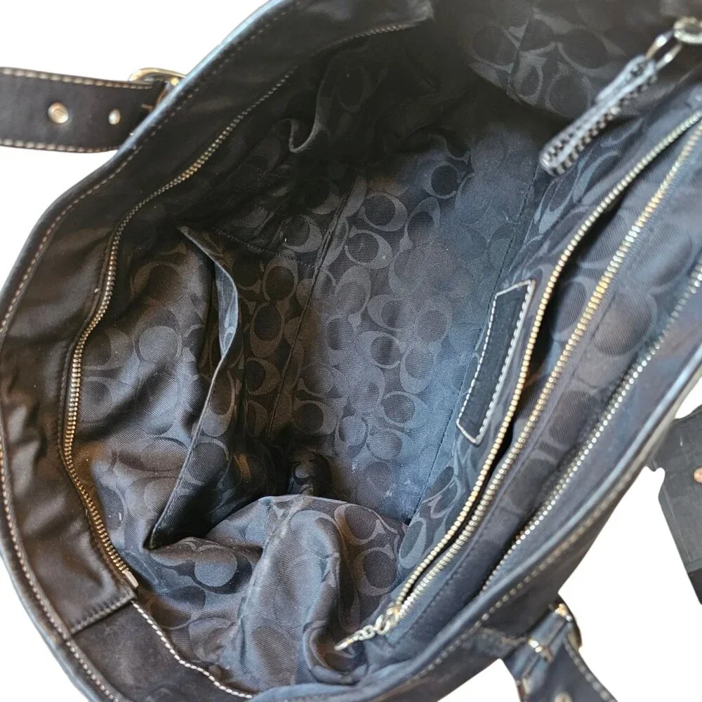 VTG Y2K COACH Black Nylon‎ Leather Tote Purse Bag 5150 Classic Preppy Minimalist